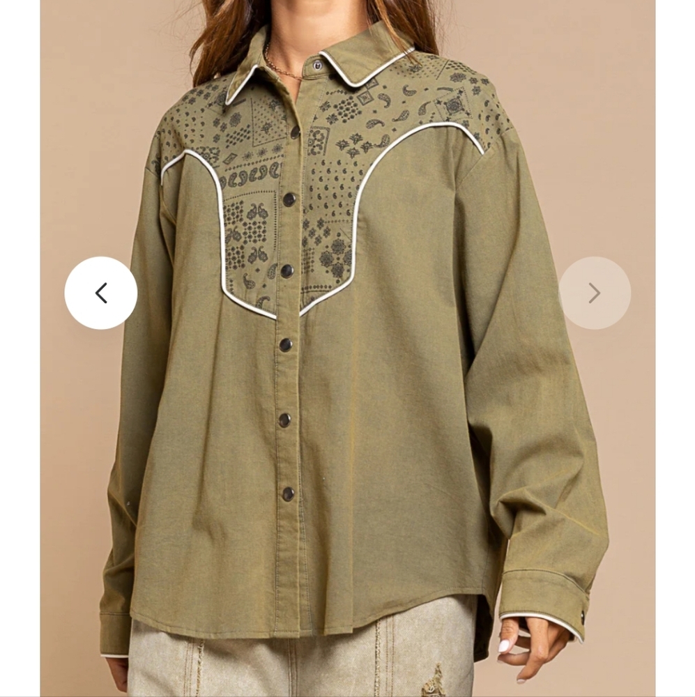 Boho Western Shirt with Embroidered Yoke and Paisley Detail - Picture 6 of 8